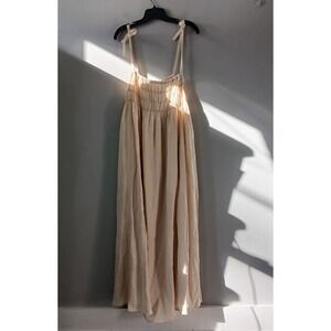 Solai Women's Size Large Poppy Woven Cotton Gauze Maxi Dress 100% Cotton Stretch